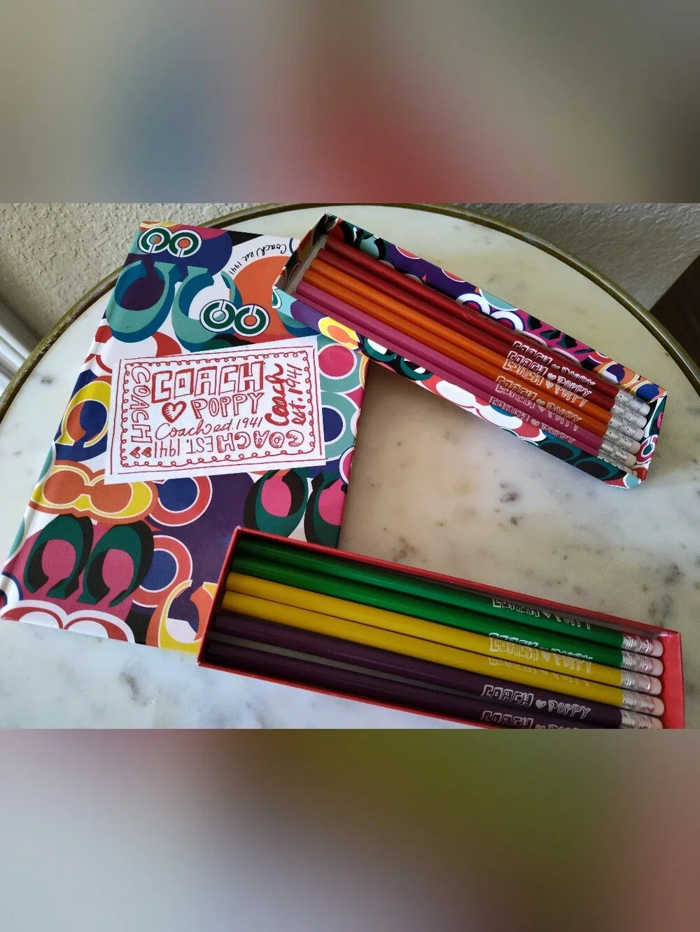 COACH Poppy Y2K Logo Notebook Journal 12 Pencil Gift Set New Rare New Old Stock
